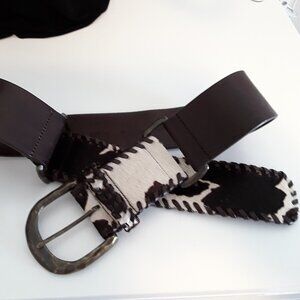 Vintage Saks Fifth Avenue Cowhide Leather Western Belt